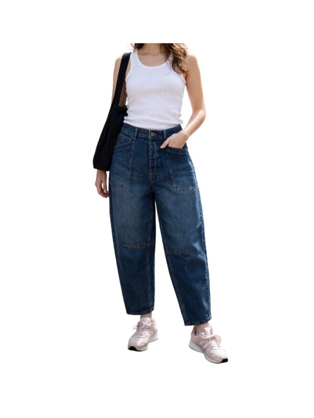 FRYE High Waisted Barrel Leg Jeans Size 10 Dark Wash